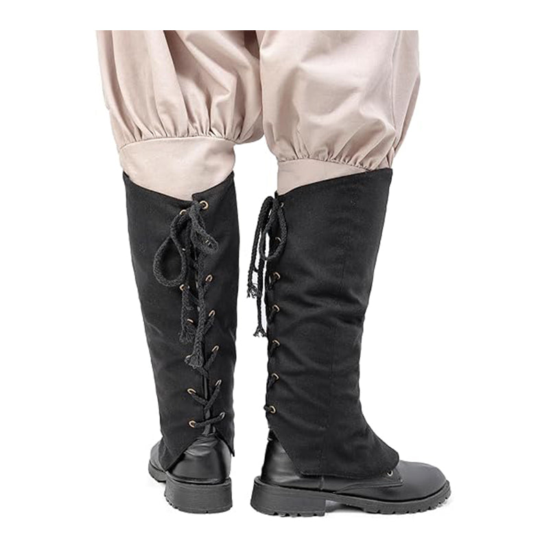 Medieval Linen Boot Covers Lacing Up Pirate Renaissance Leg Gaiters Costume Accessories