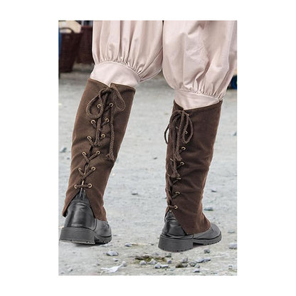 Medieval Linen Boot Covers Lacing Up Pirate Renaissance Leg Gaiters Costume Accessories