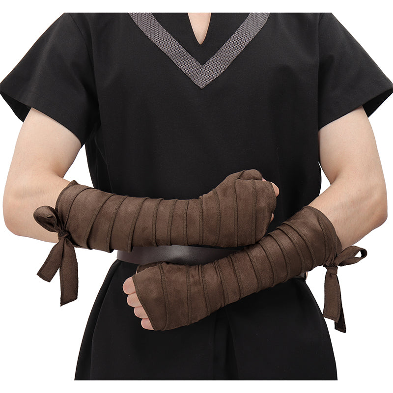 Medieval Hand Wraps Renaissance Faux Suede Bracers LARP Halloween Cosplay Costume Accessories