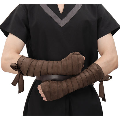 Medieval Hand Wraps Renaissance Faux Suede Bracers LARP Halloween Cosplay Costume Accessories