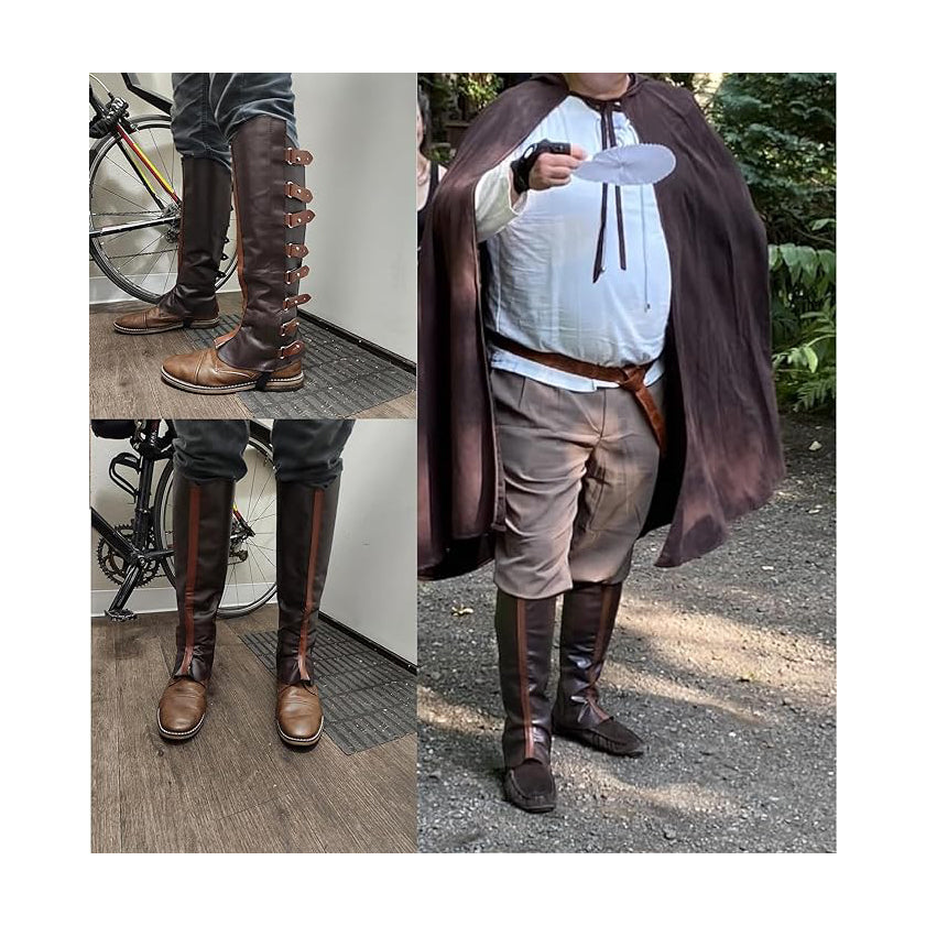 Medieval Men Pirate Boot Covers PU Leather Leg Armor Guard Ranaissance Leg Covers Costume Accessories