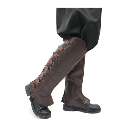 Medieval Men Pirate Boot Covers PU Leather Leg Armor Guard Ranaissance Leg Covers Costume Accessories