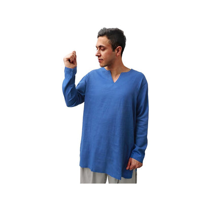 Medieval Men Undershirts Retro Linen Tunic Long Sleeve Shirts Pirate Reenactment