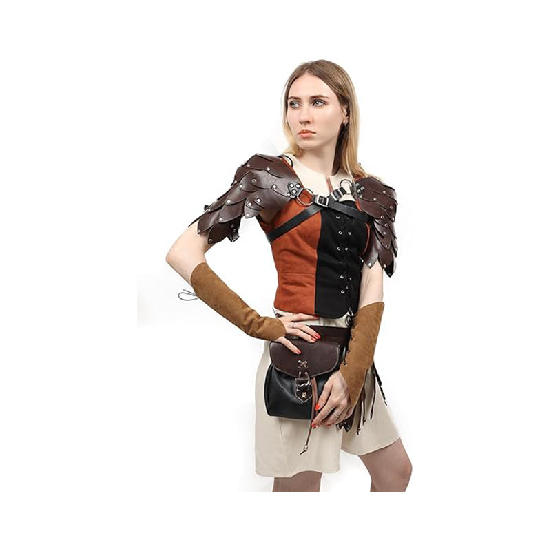 Medieval PU Leather Roman Shoulder Armor Renaissance Vintage Adjustable Harness Pauldrons Costume Accessories