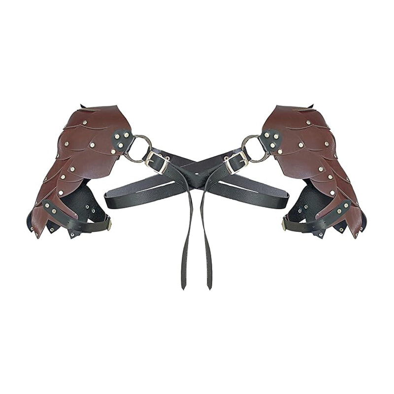 Medieval PU Leather Roman Shoulder Armor Renaissance Vintage Adjustable Harness Pauldrons Costume Accessories