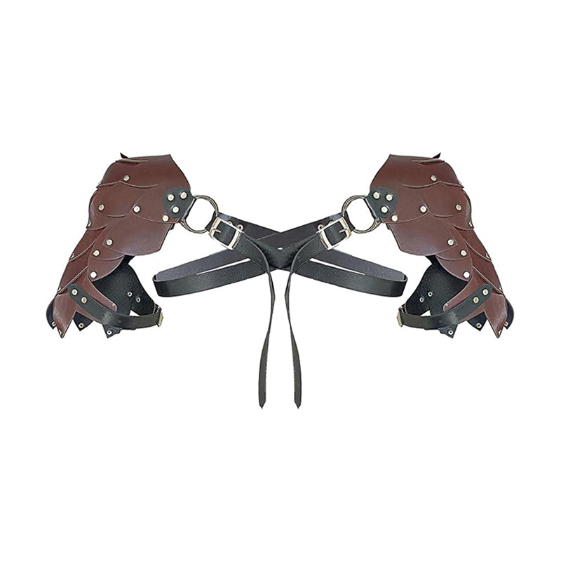 Medieval PU Leather Roman Shoulder Armor Renaissance Vintage Adjustable Harness Pauldrons Costume Accessories