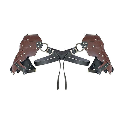 Medieval PU Leather Roman Shoulder Armor Renaissance Vintage Adjustable Harness Pauldrons Costume Accessories