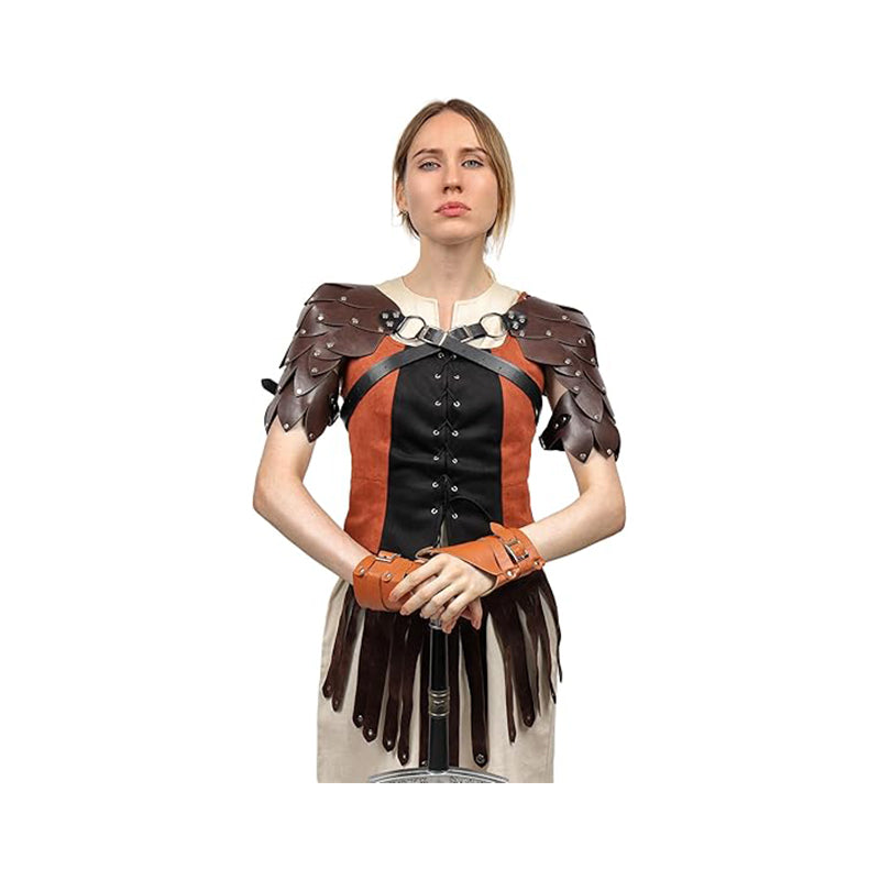 Medieval PU Leather Roman Shoulder Armor Renaissance Vintage Adjustable Harness Pauldrons Costume Accessories