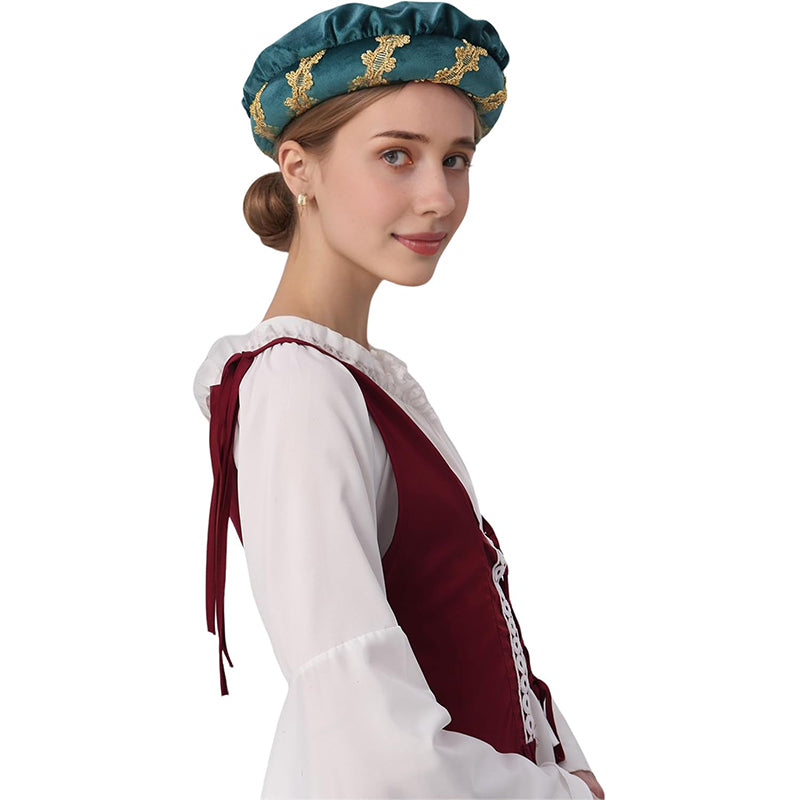 Medieval Padded Roll Hat Renaissance Coif Cap Velvet Headpiece Bourrelet Bonnet 14th Century Cosplay Costume Accessories Cap