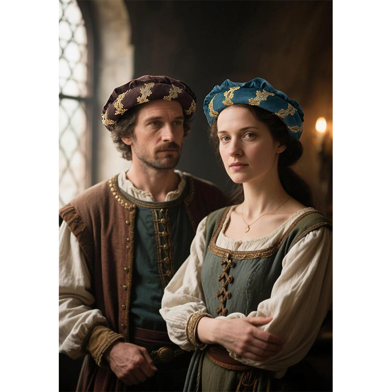 Medieval Padded Roll Hat Renaissance Coif Cap Velvet Headpiece Bourrelet Bonnet 14th Century Cosplay Costume Accessories Cap