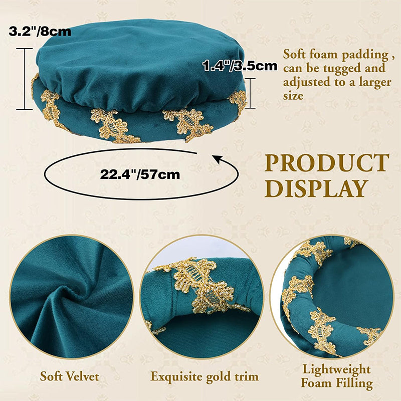 Medieval Padded Roll Hat Renaissance Coif Cap Velvet Headpiece Bourrelet Bonnet 14th Century Cosplay Costume Accessories Cap