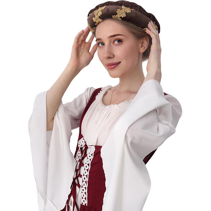 Medieval Padded Roll Hat Renaissance Coif Cap Velvet Headpiece Bourrelet Bonnet 14th Century Cosplay Costume Accessories Cap