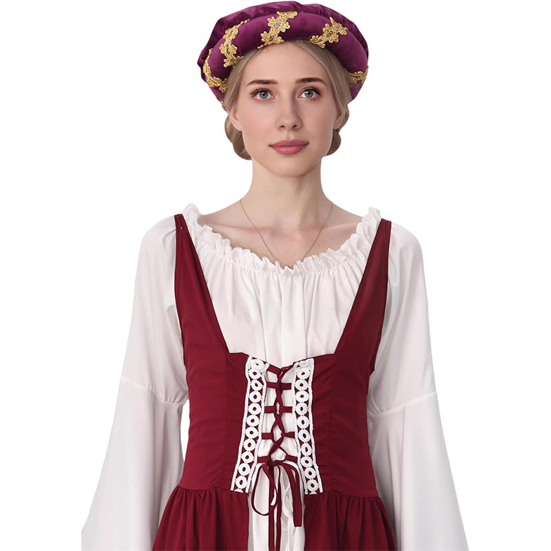 Medieval Padded Roll Hat Renaissance Coif Cap Velvet Headpiece Bourrelet Bonnet 14th Century Cosplay Costume Accessories Cap