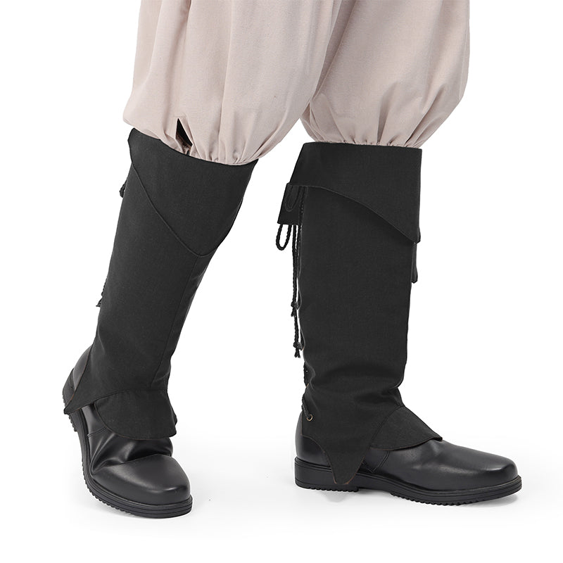 Medieval Pirate Boot Covers Renaissance Linen Leg Gaiters Tie Up LARP Ren Faire Costume Accessories