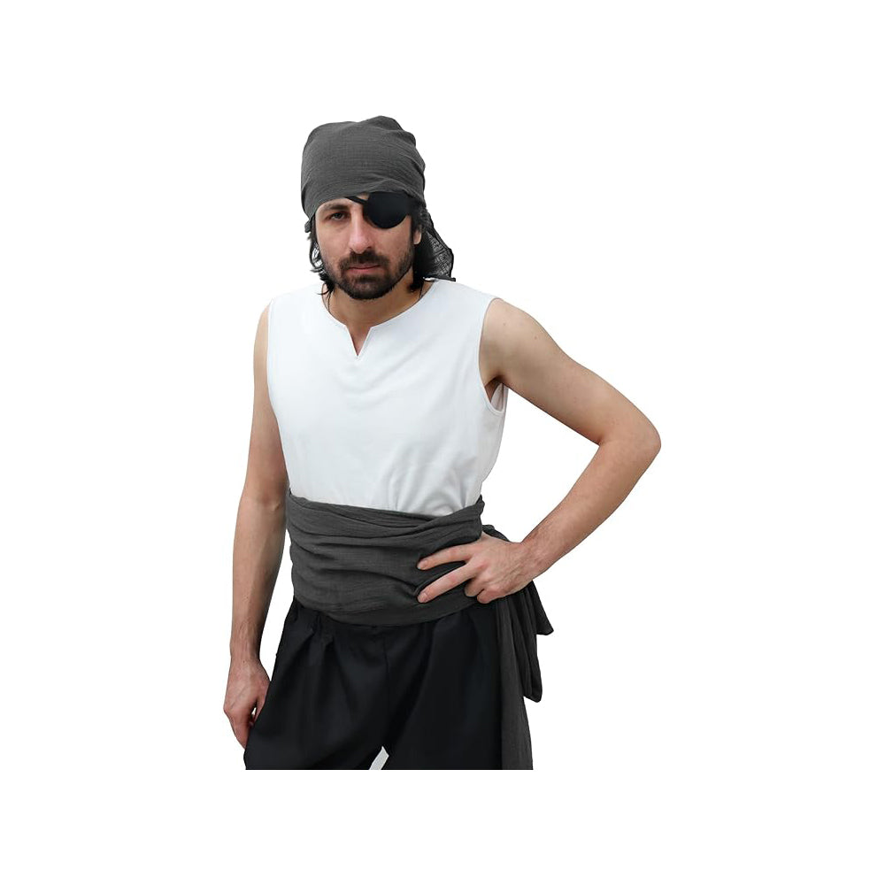 Medieval Pirate Sash Bandana 2 PCS Waist Belt Headband Head Scarf Halloween Costume Accessories