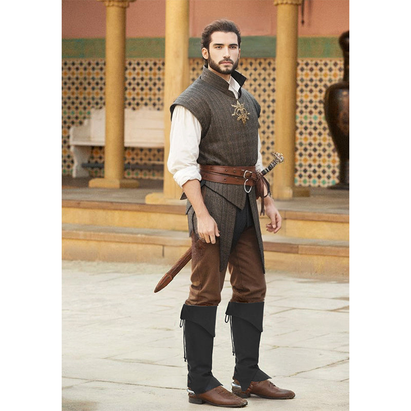 Medieval Pirate Boot Covers Renaissance Linen Leg Gaiters Tie Up LARP Ren Faire Costume Accessories