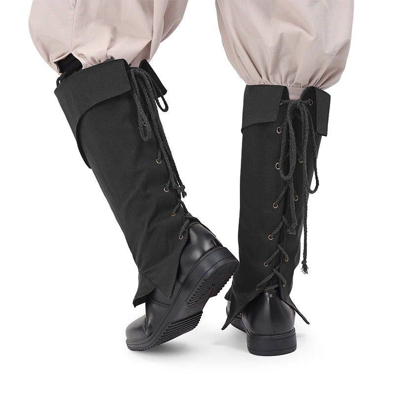 Medieval Pirate Boot Covers Renaissance Linen Leg Gaiters Tie Up LARP Ren Faire Costume Accessories