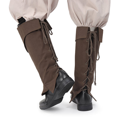 Medieval Pirate Boot Covers Renaissance Linen Leg Gaiters Tie Up LARP Ren Faire Costume Accessories
