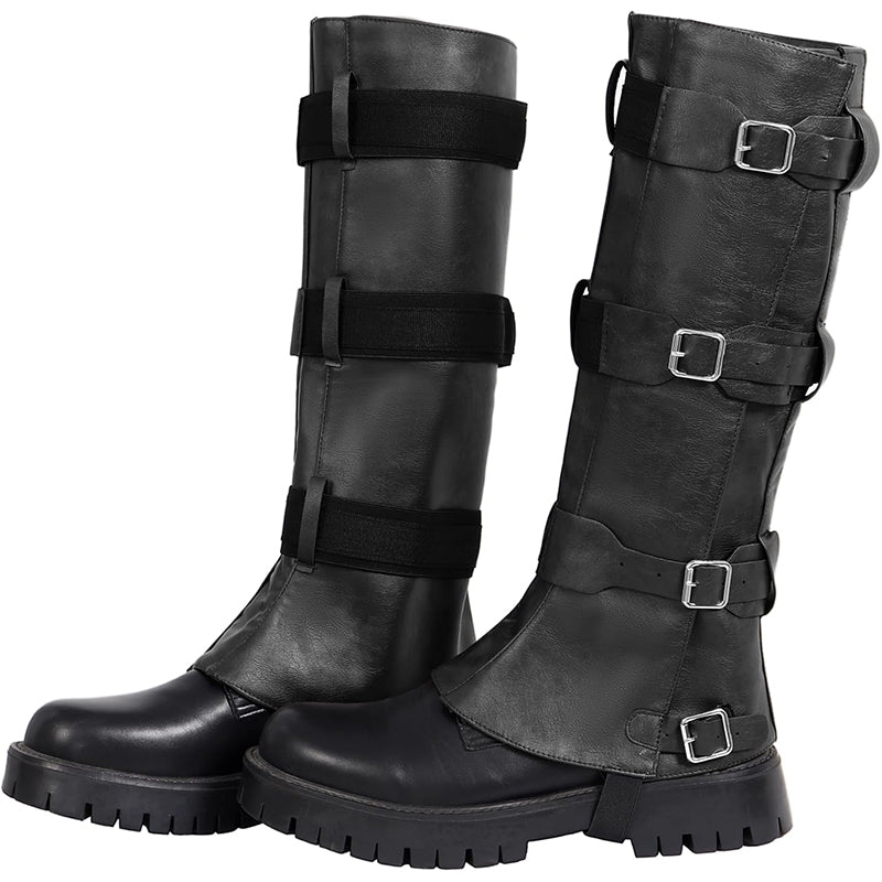 Medieval Pirate Boot Covers Renaissance Steampunk Faux Leather Leg Armor Guards Knight Boots Covers Cosplay Costume Accessories