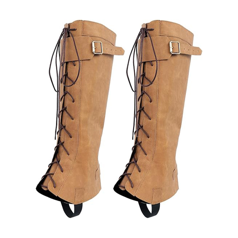 Medieval Pirate Boot Covers Renaissance Steampunk Leg Covers Faux Leather Ren Faire Leg Guards Costume Accessories