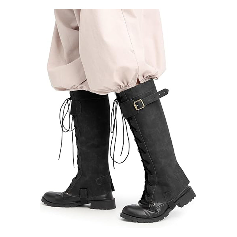 Medieval Pirate Boot Covers Renaissance Steampunk Leg Covers Faux Leather Ren Faire Leg Guards Costume Accessories