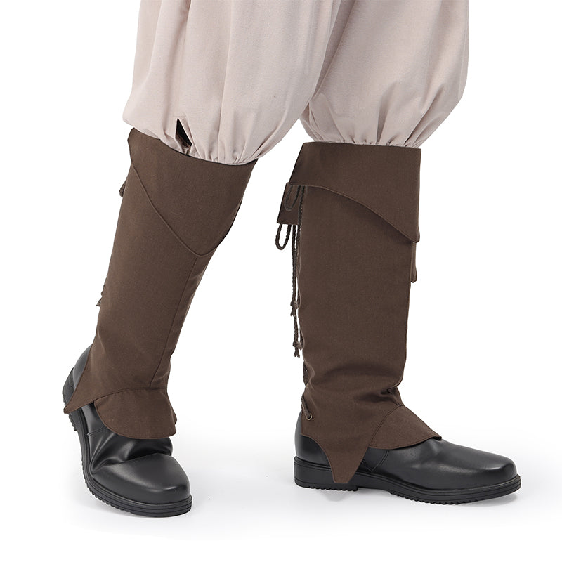 Medieval Pirate Boot Covers Renaissance Linen Leg Gaiters Tie Up LARP Ren Faire Costume Accessories