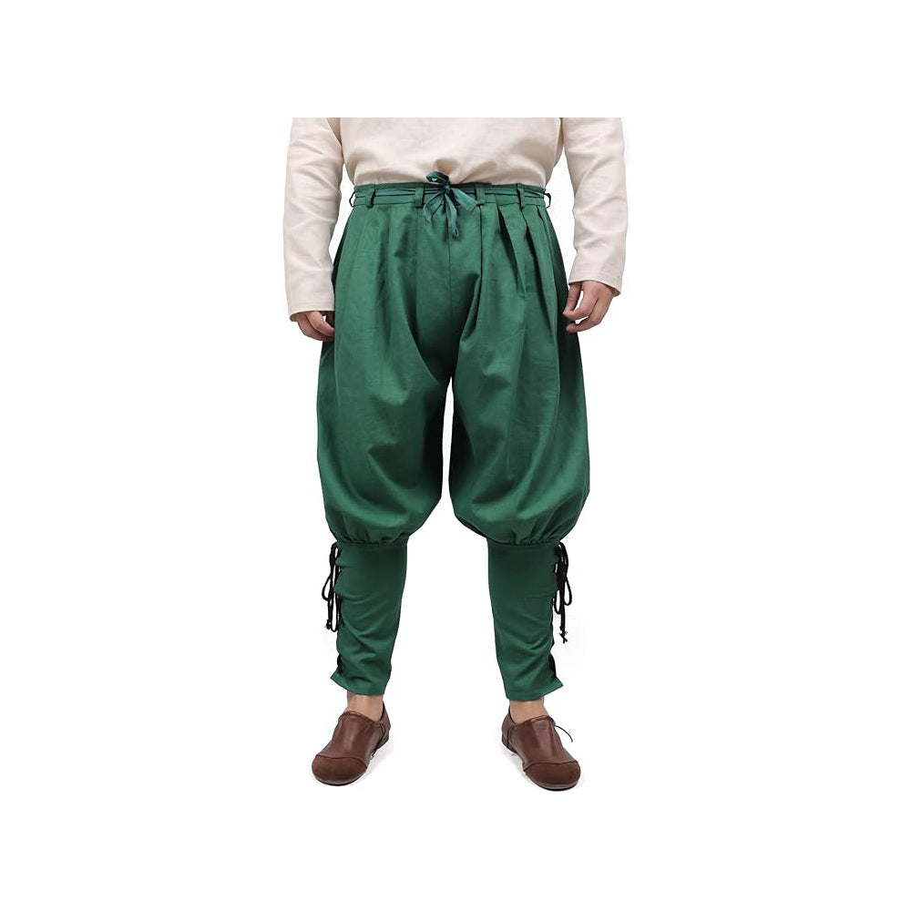 Medieval Pirate Retro Ankle Banded Pants for Men Linen Renaissance Navigator Pants Lace Up Bottoms