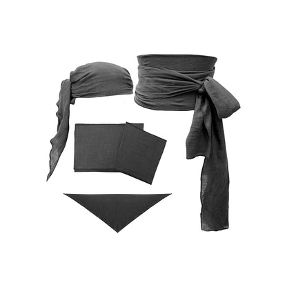 Medieval Pirate Sash Bandana 2 PCS Waist Belt Headband Head Scarf Halloween Costume Accessories