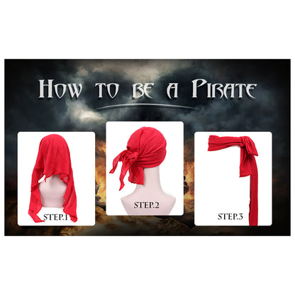 Medieval Pirate Sash Bandana 2 PCS Waist Belt Headband Head Scarf Halloween Costume Accessories