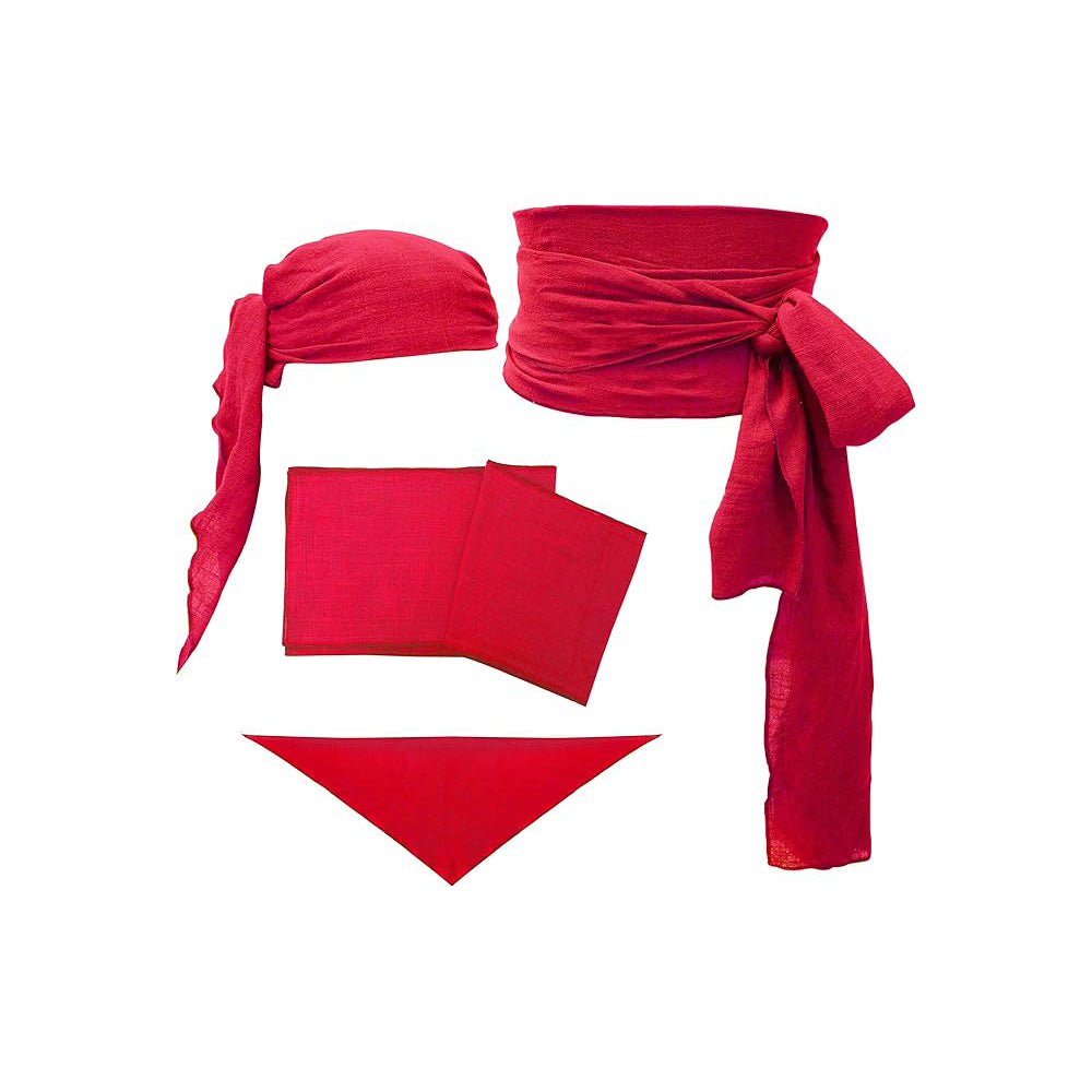Medieval Pirate Sash Bandana 2 PCS Waist Belt Headband Head Scarf Halloween Costume Accessories