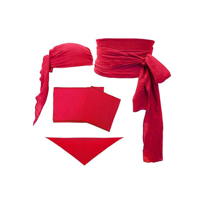 Medieval Pirate Sash Bandana 2 PCS Waist Belt Headband Head Scarf Halloween Costume Accessories