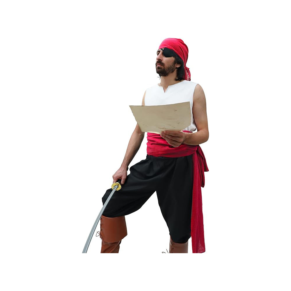 Medieval Pirate Sash Bandana 2 PCS Waist Belt Headband Head Scarf Halloween Costume Accessories