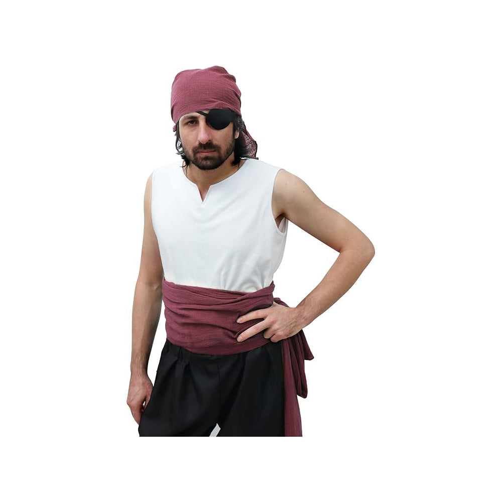 Medieval Pirate Sash Bandana 2 PCS Waist Belt Headband Head Scarf Halloween Costume Accessories