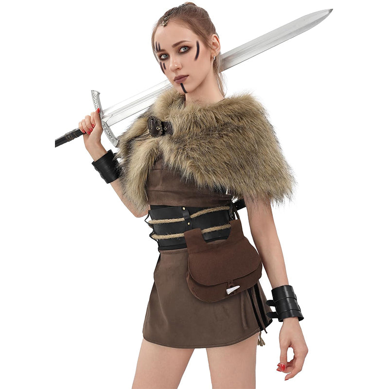 Medieval Renaissance Belt Pouch Waist Canvas Bag With Horn Buckle LARP Ren Fairy Costume Accessories