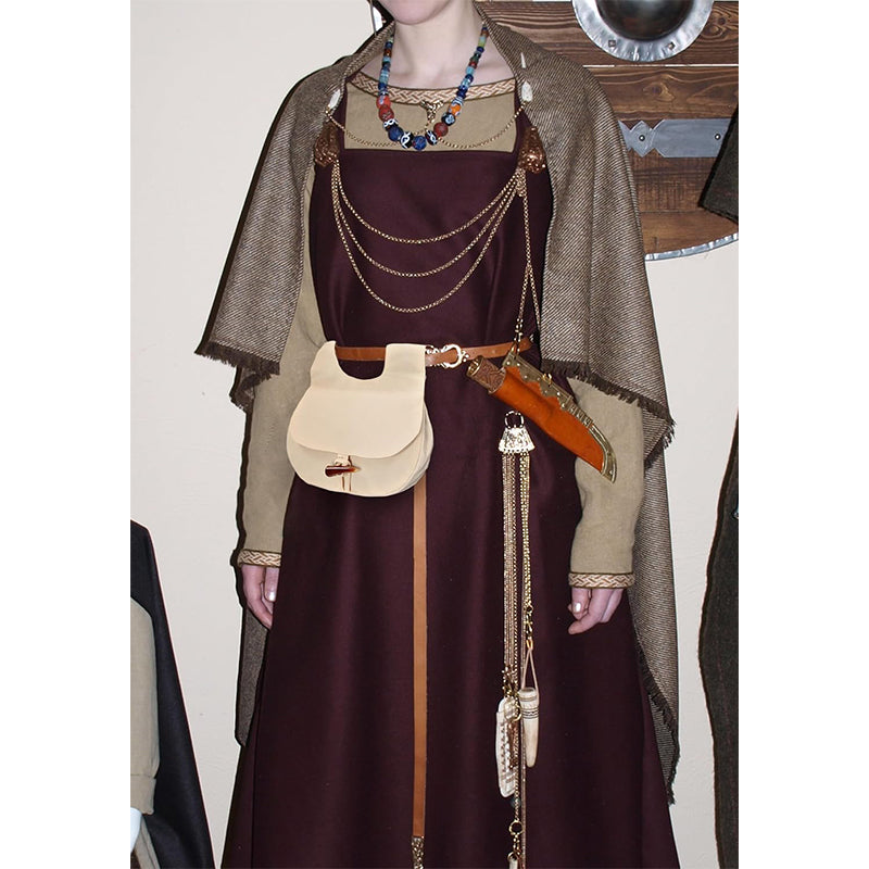 Medieval Renaissance Belt Pouch Waist Canvas Bag With Horn Buckle LARP Ren Fairy Costume Accessories