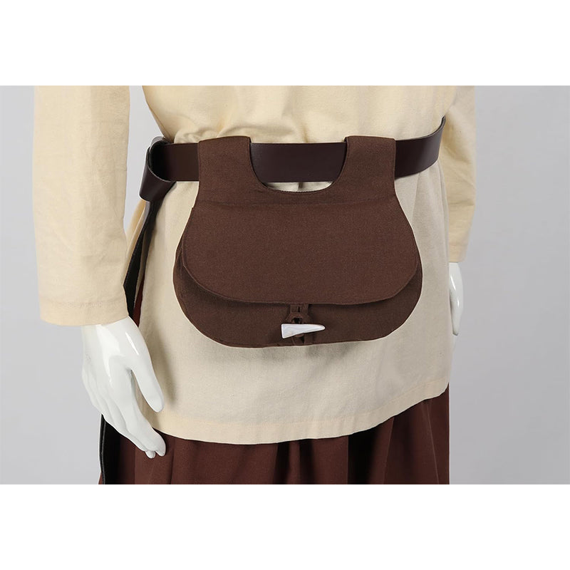 Medieval Renaissance Belt Pouch Waist Canvas Bag With Horn Buckle LARP Ren Fairy Costume Accessories