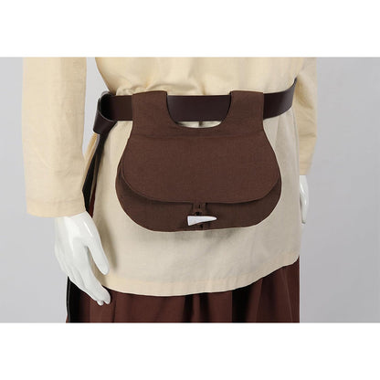 Medieval Renaissance Belt Pouch Waist Canvas Bag With Horn Buckle LARP Ren Fairy Costume Accessories