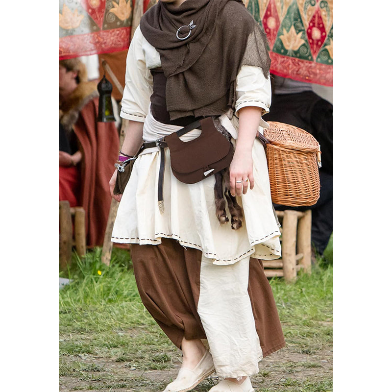 Medieval Renaissance Belt Pouch Waist Canvas Bag With Horn Buckle LARP Ren Fairy Costume Accessories