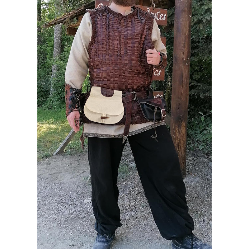 Medieval Renaissance Belt Pouch Waist Canvas Bag With Horn Buckle LARP Ren Fairy Costume Accessories