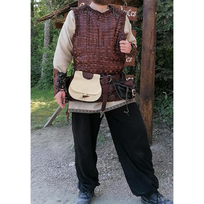 Medieval Renaissance Belt Pouch Waist Canvas Bag With Horn Buckle LARP Ren Fairy Costume Accessories