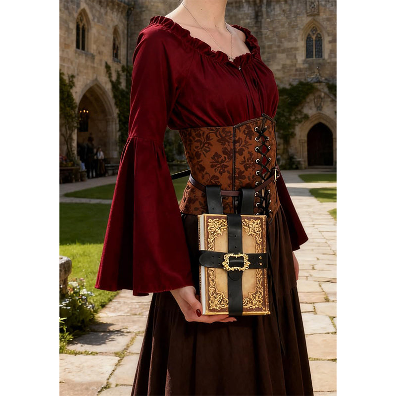 Medieval Renaissance Book Holder Strap Cover Reading Carrier Holder Adjustable Belt Book Holder LARP Cosplay Costume Accessories