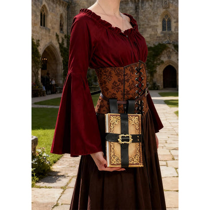 Medieval Renaissance Book Holder Strap Cover Reading Carrier Holder Adjustable Belt Book Holder LARP Cosplay Costume Accessories