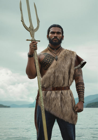 Medieval Faux Fur Vest Brown Fuzzy Waistcoat LARP Eskimo Costume with Belt Costume Accessories