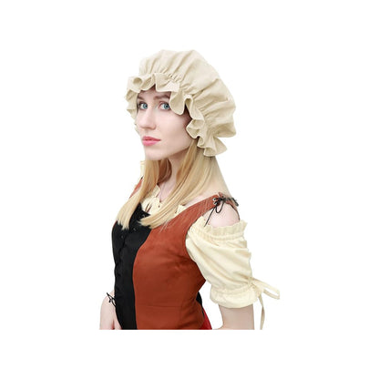 Medieval Renaissance Hat Women Victorian Bonnet for Colonial Pioneer Cosplay Ren Faire Accessories Headwear