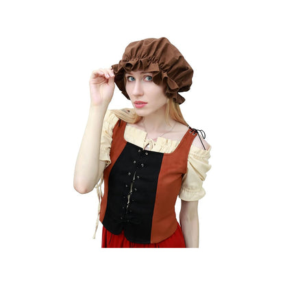 Medieval Renaissance Hat Women Victorian Bonnet for Colonial Pioneer Cosplay Ren Faire Accessories Headwear