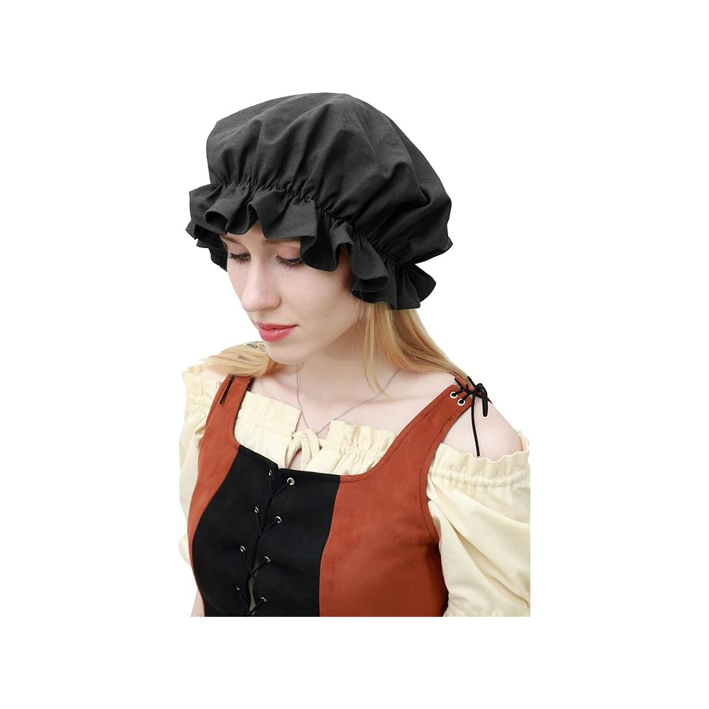 Medieval Renaissance Hat Women Victorian Bonnet for Colonial Pioneer Cosplay Ren Faire Accessories Headwear