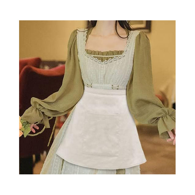 Medieval Renaissance Linen Apron With Pocket Vintage Half Waist Waiter Cosplay Aprons Costume Accessories