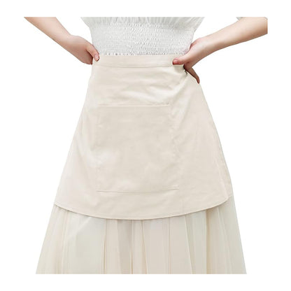 Medieval Renaissance Linen Apron With Pocket Vintage Half Waist Waiter Cosplay Aprons Costume Accessories