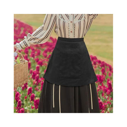 Medieval Renaissance Linen Apron With Pocket Vintage Half Waist Waiter Cosplay Aprons Costume Accessories