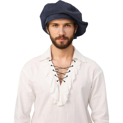 Medieval Renaissance Men Beret Tudor Hat Muffin Cap Minstrel Hat Ren Faire LARP Hat Costume Accessories